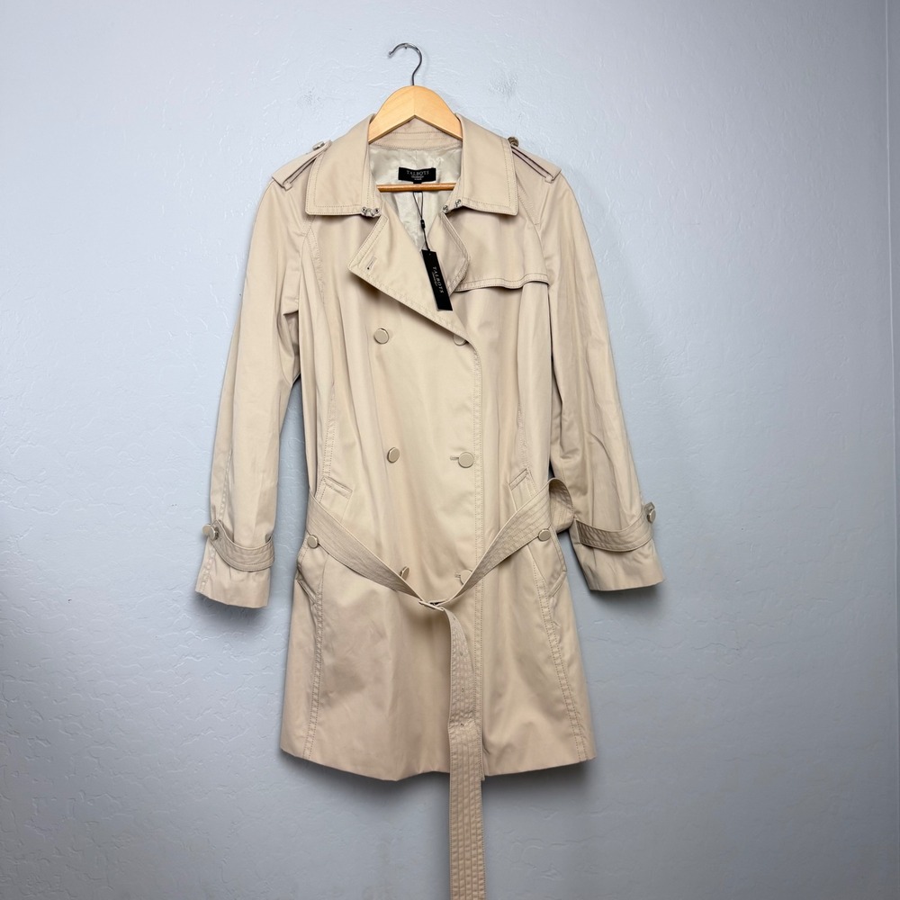 Talbots Woman Beige Double Breasted Trench Coat 16W NWT 237177